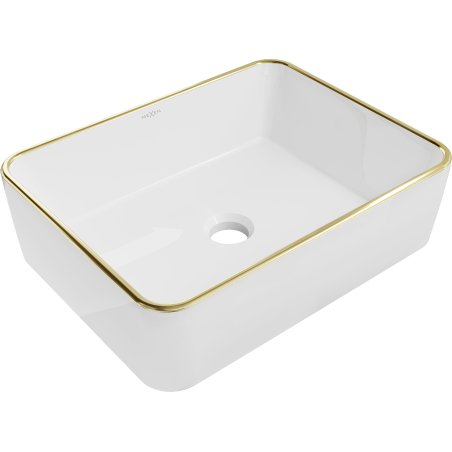 Mexen Catia countertop washbasin 48 x 37 cm, white/gold rim - 21314805