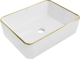 Mexen Catia countertop washbasin 48 x 37 cm, white/gold edge trim - 21314805