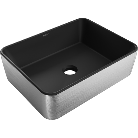 Mexen Catia countertop sink 48 x 37 cm, black matte/silver line pattern - 21314873