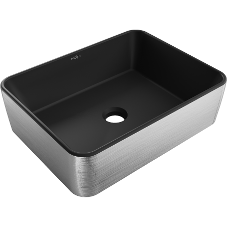 Mexen Catia countertop washbasin 48 x 37 cm, black matte/silver line pattern - 21314873