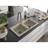 Mexen Mario 2-bowl granite sink with Duo kitchen faucet, beige - 6504-69-671701-57-B