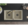 Mexen Mario granite double-bowl kitchen sink with Duo faucet, beige - 6504-69-671701-57-B