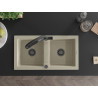 Mexen Mario 2-bowl granite kitchen sink with Duo faucet, beige - 6504-69-671701-70-B