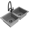Mexen Mario 2-compartment granite sink with a kitchen mixer tap Duo, grey - 6504-71-671701-70-B