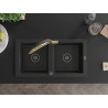 Mexen Mario 2-Bowl Granite Kitchen Sink with Duo Faucet, Black/Silver Metallic - 6504-73-671701-57-B