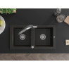Mexen Mario granite double-bowl sink with Duo kitchen faucet, black/gold metallic - 6504-75-671701-07