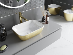 Mexen Rita countertop washbasin 45 x 32 cm, white/gold lines - 21084553