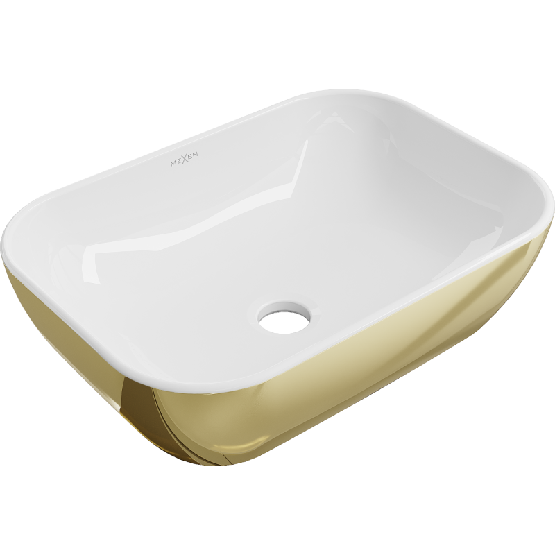 Mexen Rita countertop washbasin 45 x 32 cm, white/gold - 21084506