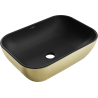 Mexen Rita countertop washbasin 45 x 32 cm, black matt/gold line pattern - 21084577
