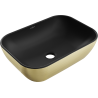 Mexen Rita countertop washbasin 45 x 32 cm, black matte/golden line pattern - 21084577