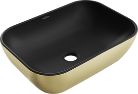 Mexen Rita countertop washbasin 45 x 32 cm, black matt/gold line pattern - 21084577