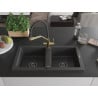 Mexen Mario 2-bowl granite sink with Duo kitchen tap, speckled black - 6504-76-671701-57-B