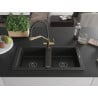 Mexen Mario 2-compartment granite sink with a kitchen mixer tap Duo, Black - 6504-77-671701-57-B