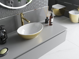 Mexen Elza countertop washbasin 40 x 33 cm, White/gold scales pattern - 21014008