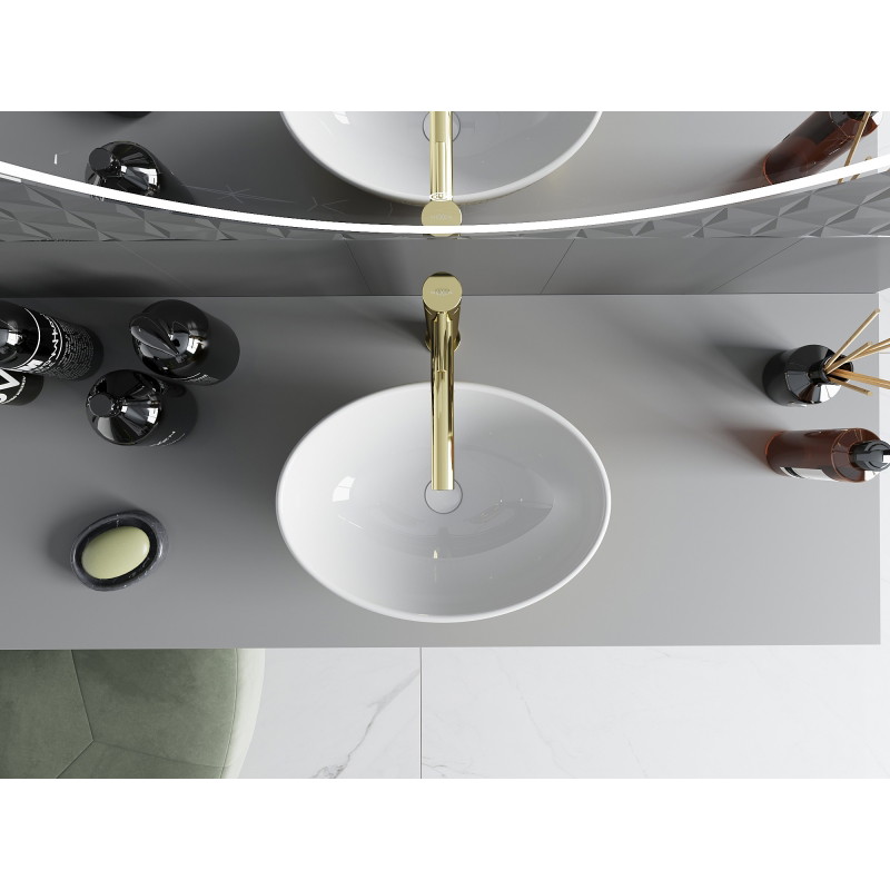 Mexen Elza countertop sink 40 x 33 cm, white/gold scale pattern - 21014008