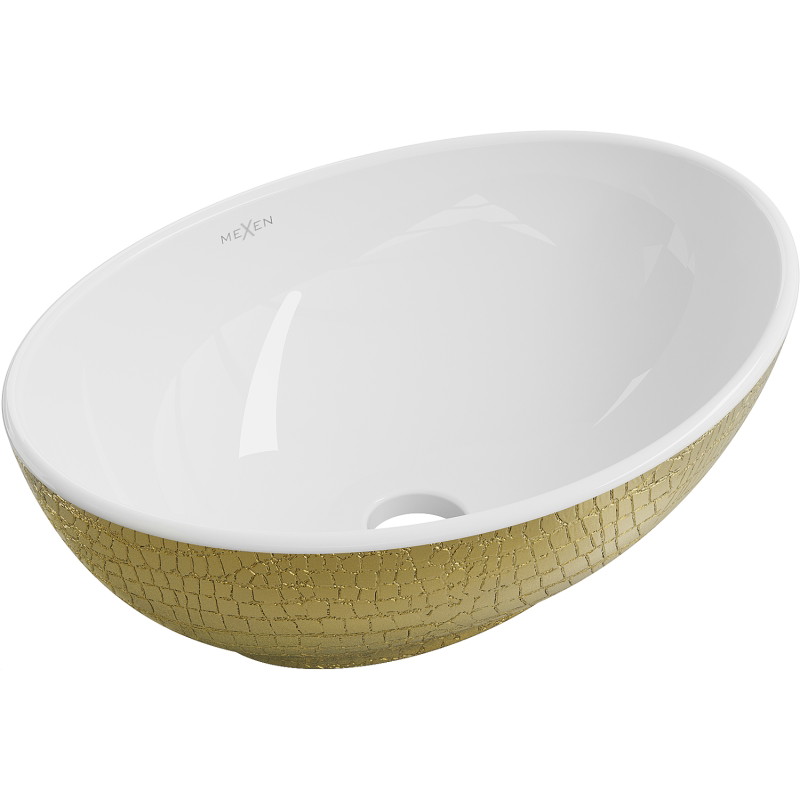 Mexen Elza countertop sink 40 x 33 cm, white/gold scale pattern - 21014008