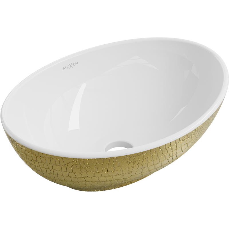Mexen Elza countertop washbasin 40 x 33 cm, White/gold scales pattern - 21014008