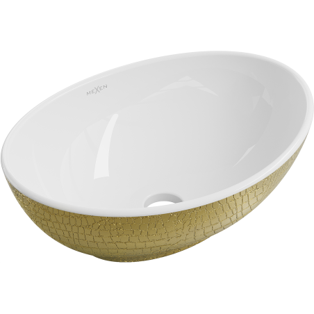 Mexen Elza countertop sink 40 x 33 cm, white/gold scale pattern - 21014008