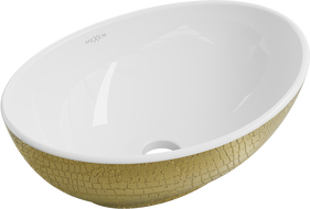 Mexen Elza countertop sink 40 x 33 cm, white/gold scale pattern - 21014008