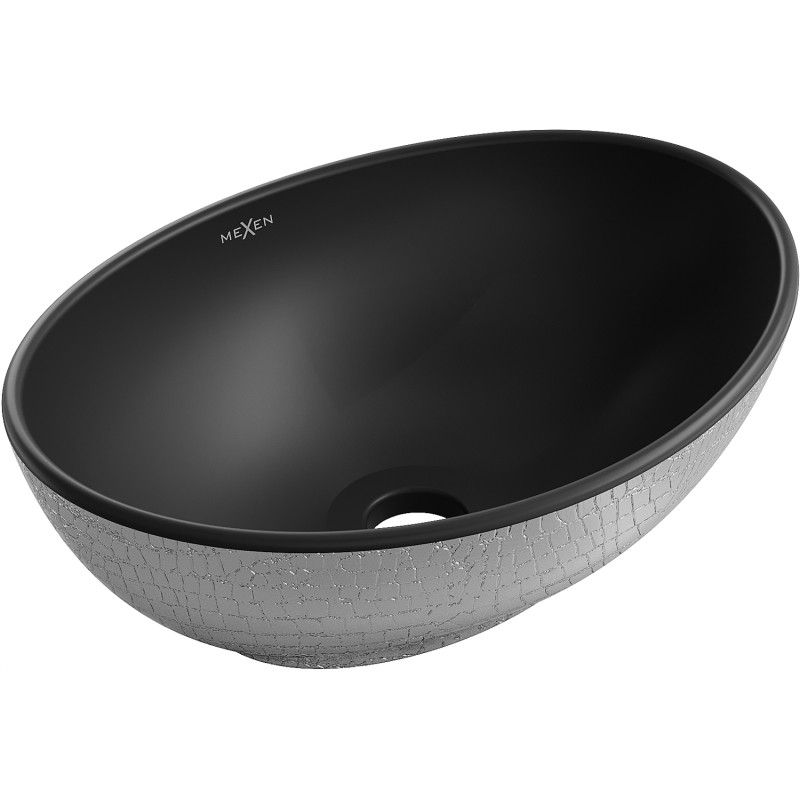 Mexen Elza countertop sink 40 x 33 cm, black matte/silver scale pattern - 21014022