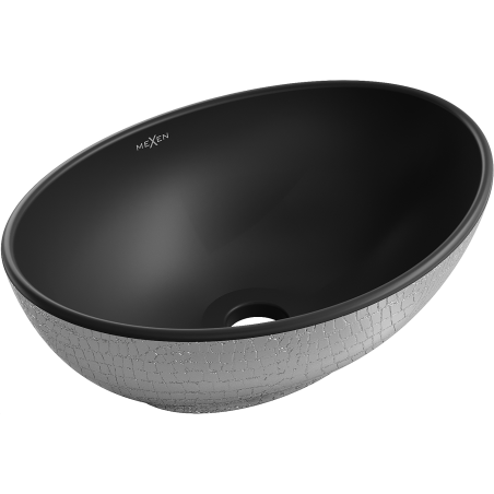 Mexen Elza countertop washbasin 40 x 33 cm, Black matt/Silver scales pattern - 21014022