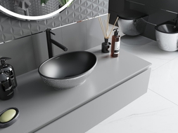 Mexen Elza countertop basin 40 x 33 cm, black matte/silver scale pattern - 21014022
