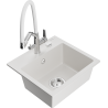 Mexen Milo 1-compartment granite sink with a kitchen mixer tap Duo, white - 6505-20-671701-02