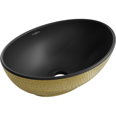 Mexen Elza countertop washbasin 40 x 33 cm, matte black/gold scale pattern - 21014028