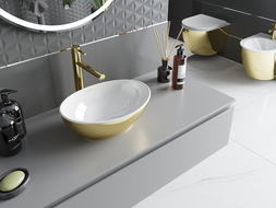 Mexen Elza countertop washbasin 40 x 33 cm, White/gold - 21014006