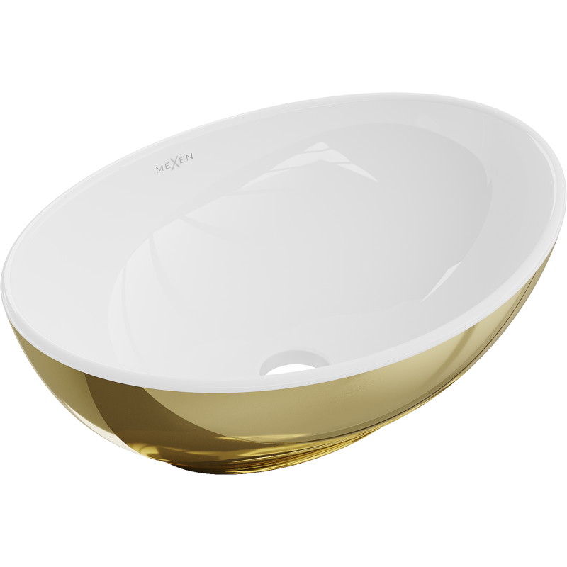 Mexen Elza countertop washbasin 40 x 33 cm, White/gold - 21014006