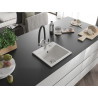 Mexen Milo single-bowl granite sink with Duo kitchen faucet, white - 6505-20-671701-07