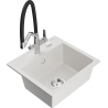 Mexen Milo 1-bowl granite sink with Duo kitchen faucet, white - 6505-20-671701-07