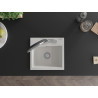 Mexen Milo 1-bowl granite sink with Duo kitchen faucet, white - 6505-20-671701-07