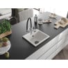 Mexen Milo 1-bowl granite sink with Duo kitchen faucet, white - 6505-20-671701-07-B