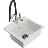 Mexen Milo 1-bowl granite sink with Duo kitchen faucet, white - 6505-20-671701-07-B