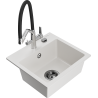 Mexen Milo 1-compartment granite sink with a kitchen mixer tap Duo, white - 6505-20-671701-07-B