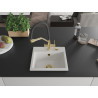 Mexen Milo 1-bowl granite sink with Duo kitchen faucet, white - 6505-20-671701-57-G