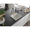 Mexen Milo 1-bowl granite sink with Duo kitchen faucet, white - 6505-20-671701-57-G