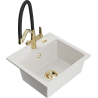 Mexen Milo 1-bowl granite sink with Duo kitchen faucet, white - 6505-20-671701-57-G
