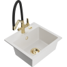 Mexen Milo 1-compartment granite sink with a kitchen mixer tap Duo, white - 6505-20-671701-57-G