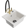 Mexen Milo granite sink 1-bowl with Duo kitchen tap, white - 6505-20-671701-57-B