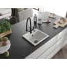 Mexen Milo 1-bowl granite sink with Duo kitchen faucet, white - 6505-20-671701-70-B