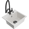 Mexen Milo 1-bowl granite sink with Duo kitchen faucet, white - 6505-20-671701-70-B