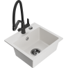 Mexen Milo 1-compartment granite sink with a kitchen mixer tap Duo, white - 6505-20-671701-70-B