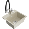 Mexen Milo 1-bowl granite sink with Duo kitchen faucet, beige - 6505-69-671701-07