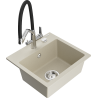 Mexen Milo granite kitchen sink 1-bowl with Duo kitchen faucet, beige - 6505-69-671701-07