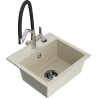 Mexen Milo 1-bowl granite sink with Duo kitchen faucet, beige - 6505-69-671701-07-B