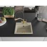 Mexen Milo granite kitchen sink 1-bowl with kitchen faucet Duo, beige - 6505-69-671701-57-G