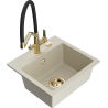 Mexen Milo granite single-bowl kitchen sink with Duo faucet, beige - 6505-69-671701-57-G