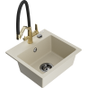 Mexen Milo 1-Bowl Granite Sink with Duo Faucet, Beige - 6505-69-671701-57-B